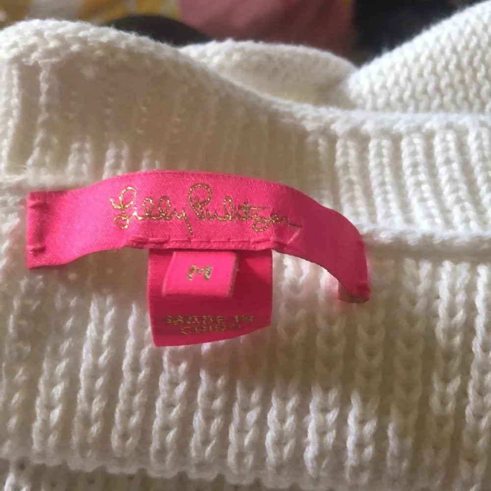Lilly Pulitzer Maxcy Knit Sweater Resort White Size M Cropped Women's